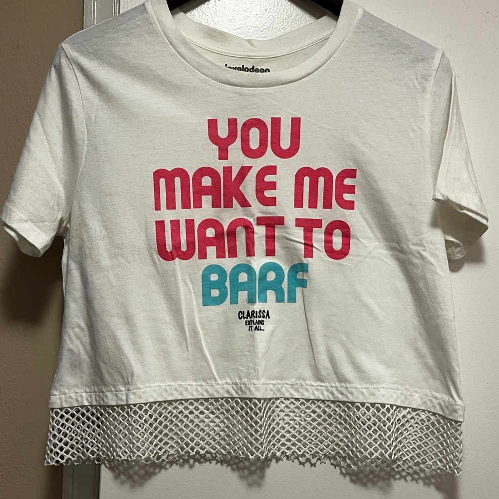 Love Tribe X Nickelodeon White Tee with Pink and Blue Print